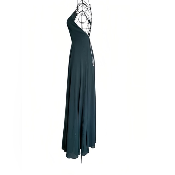 Lulus Green Chiffon Maxi Dress XS | Spaghetti Strap Empire Waist Backless Gown - Picture 3 of 13